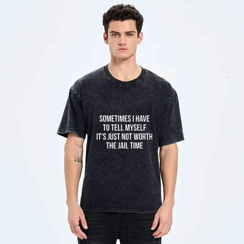 Kyoto-Lion Think It Over Before You Act Washed T-Shirt