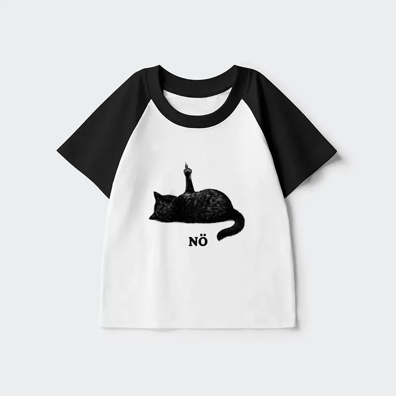 Soft Cotton Kids Japanese Cat Raglan Shirt