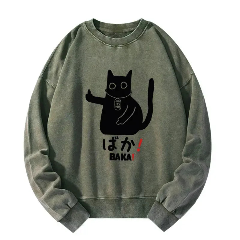 vintage japanese cat sweatshirt for streetwear