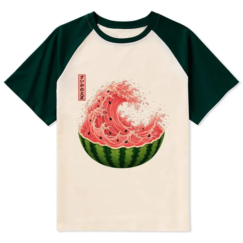 Kyoto Lion Summer Ukiyo Art Raglan for Streetwear