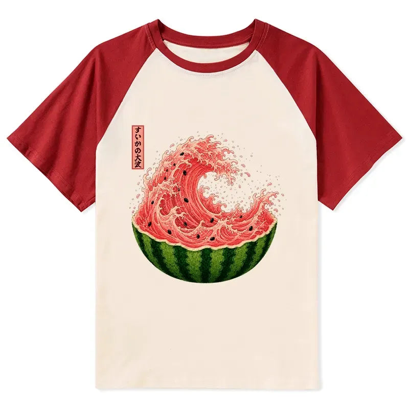 Kyoto Lion Summer Ukiyo Art Raglan for Streetwear