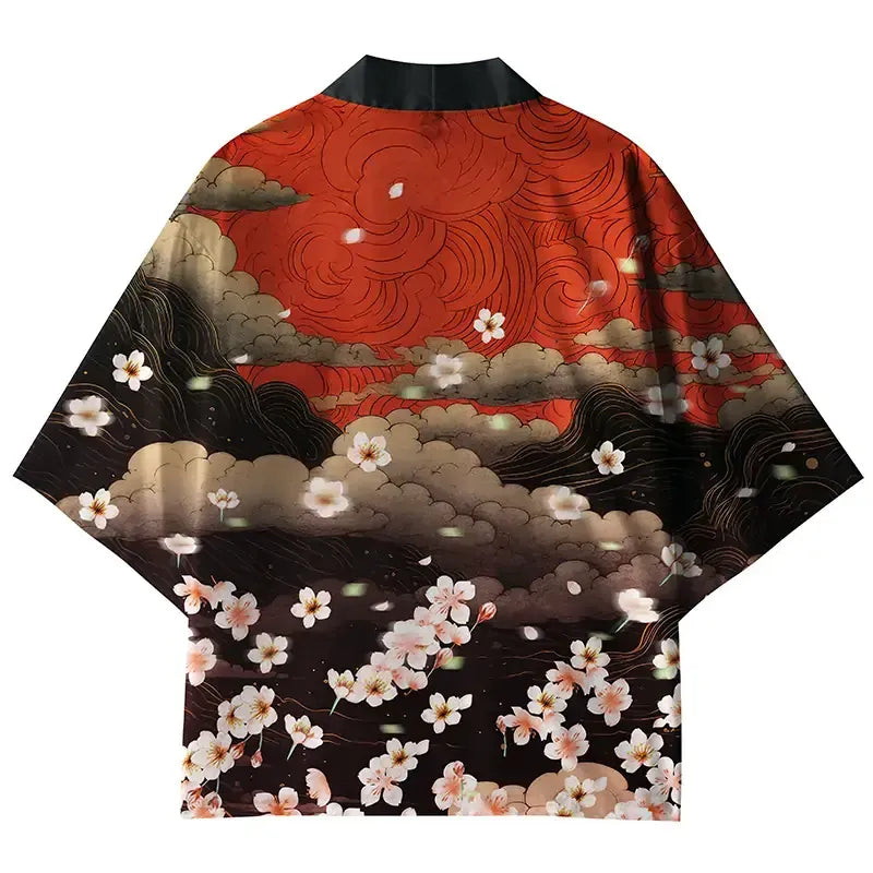Sakura Clouds Kimono Cardigan for Daily Wear