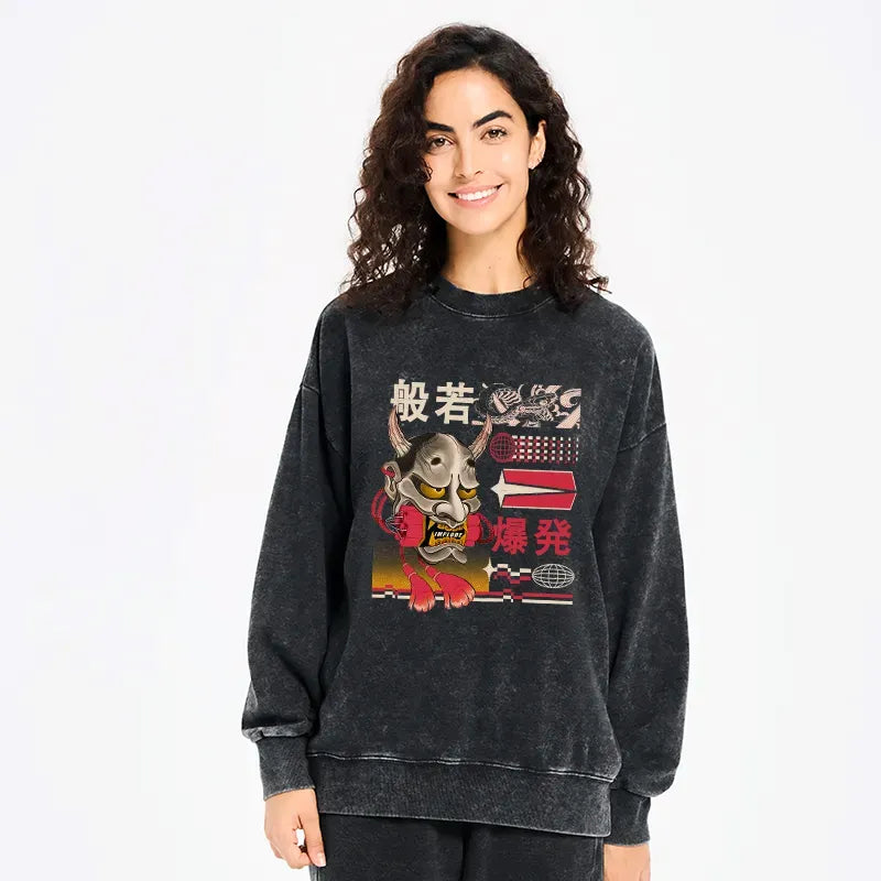 hannya mask japanese sweatshirt free shipping