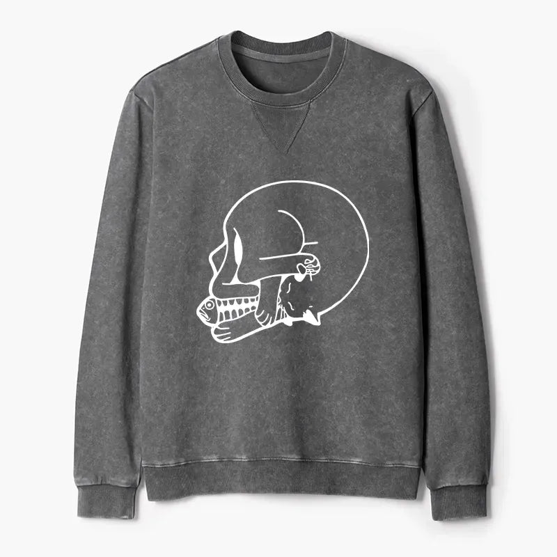 Funny Cat Eating Fish Sweatshirt for Gift