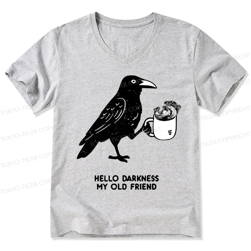 Funny crow drinking coffee t-shirt