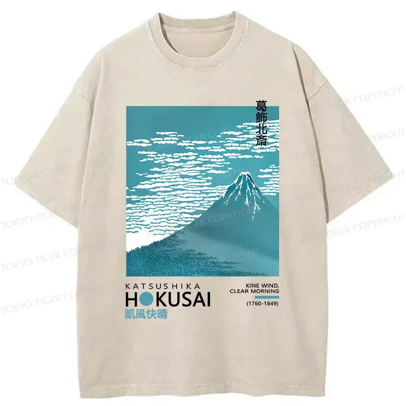 Vintage Mount Fuji Washed T-Shirt for Daily Wear