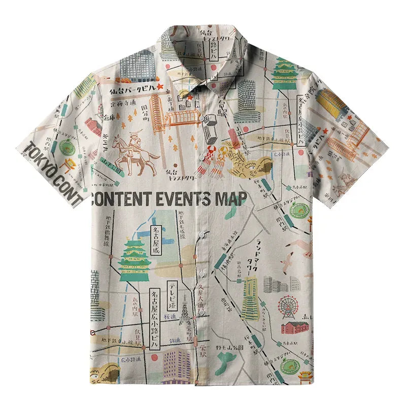 Vintage Tokyo Map Shirt for Summer