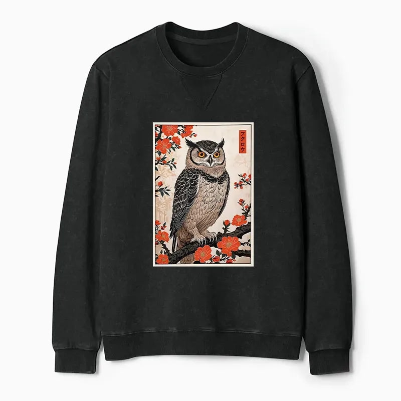 vintage japanese owl sweatshirt for men
