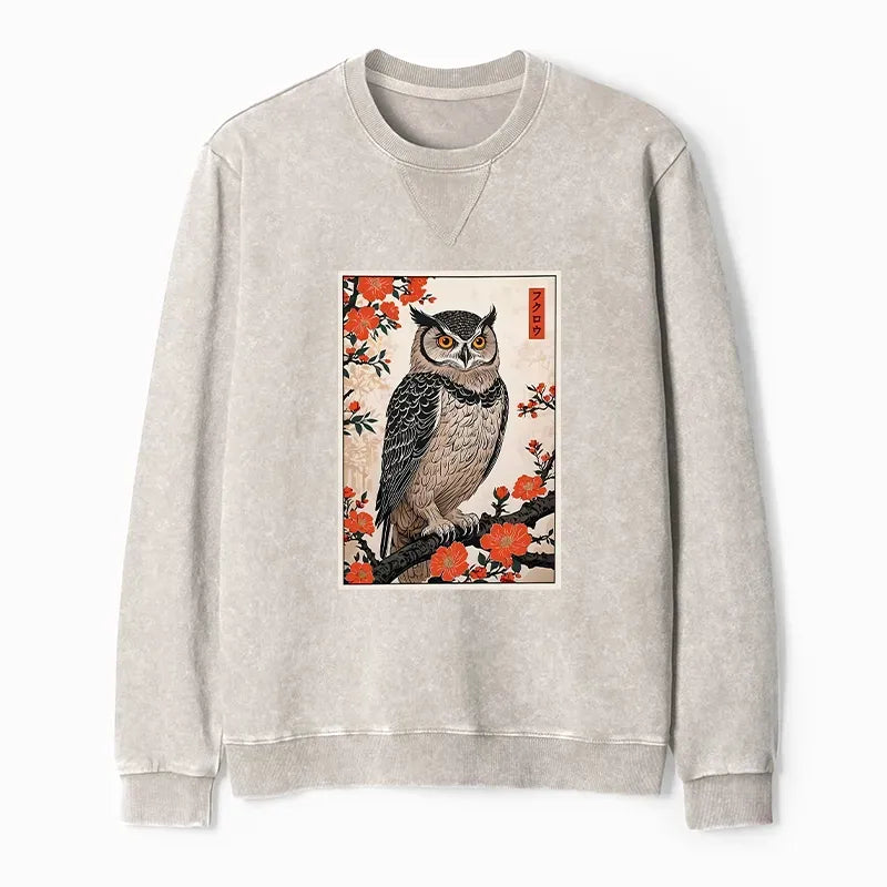 vintage japanese owl sweatshirt for men