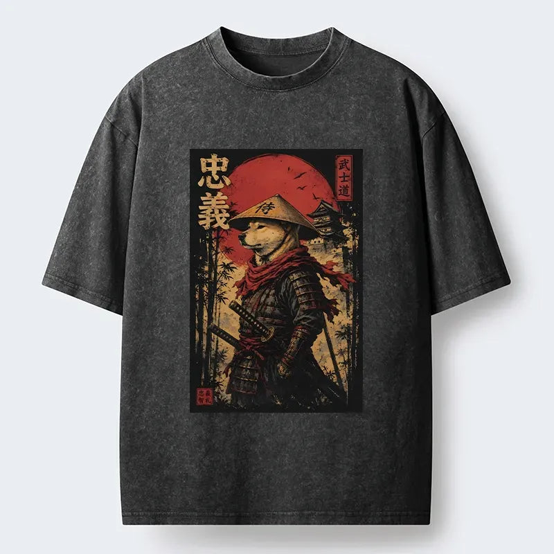 Japanese Vintage Samurai Dog T-Shirt Gift for Him