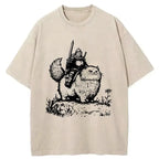 Kyoto-Lion Knight Rides A Fat Cat Washed T-Shirt