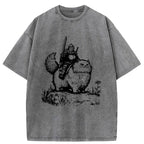 Kyoto-Lion Knight Rides A Fat Cat Washed T-Shirt