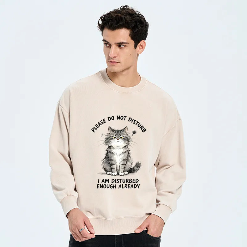 Kyoto-Lion Funny Cute Little Cat Meme Washed Sweatshirt