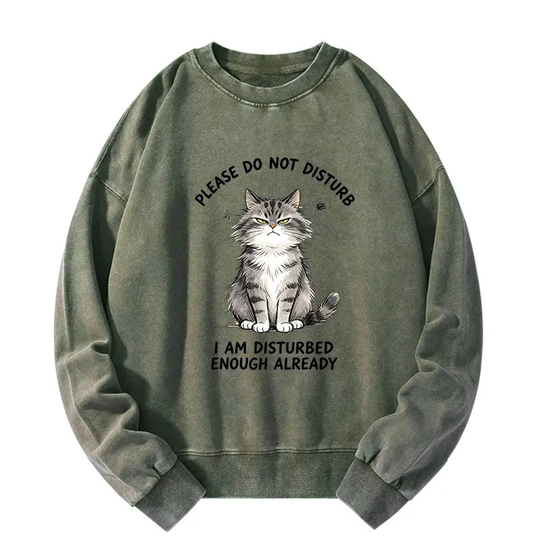 Kyoto-Lion Funny Cute Little Cat Meme Washed Sweatshirt