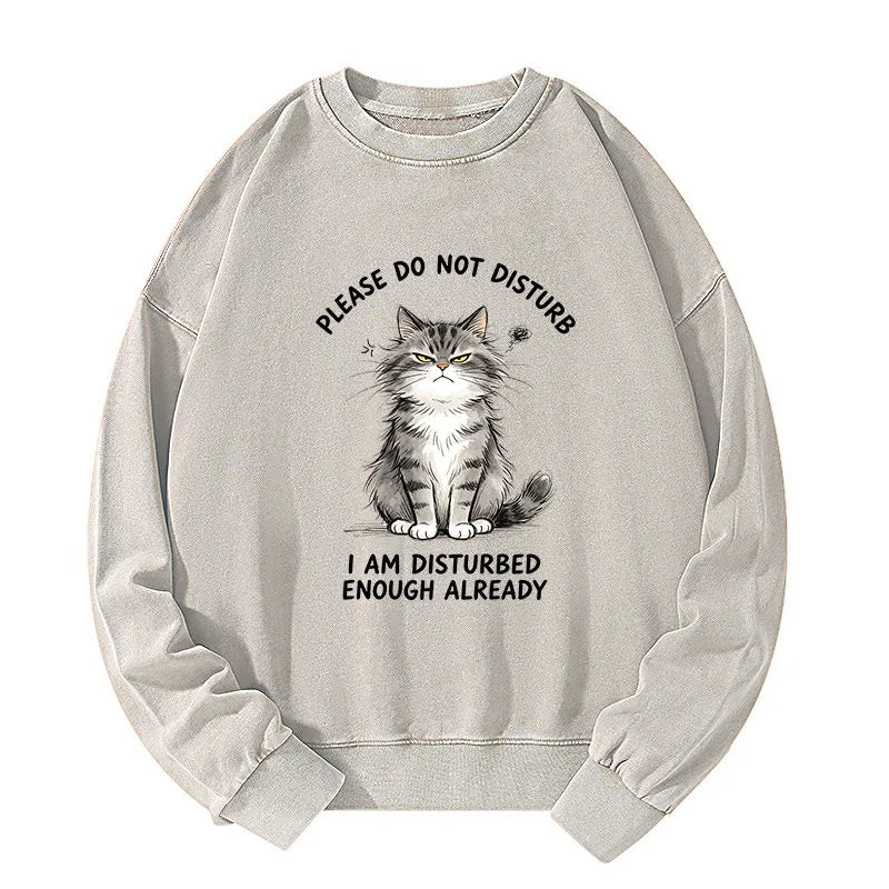 Kyoto-Lion Funny Cute Little Cat Meme Washed Sweatshirt