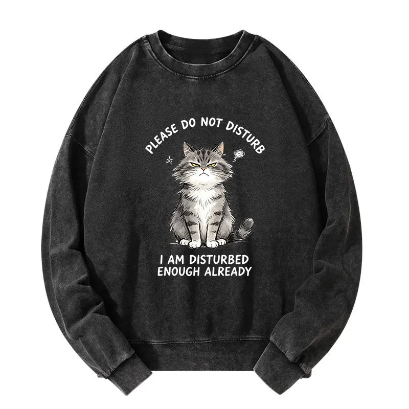 Kyoto-Lion Funny Cute Little Cat Meme Washed Sweatshirt