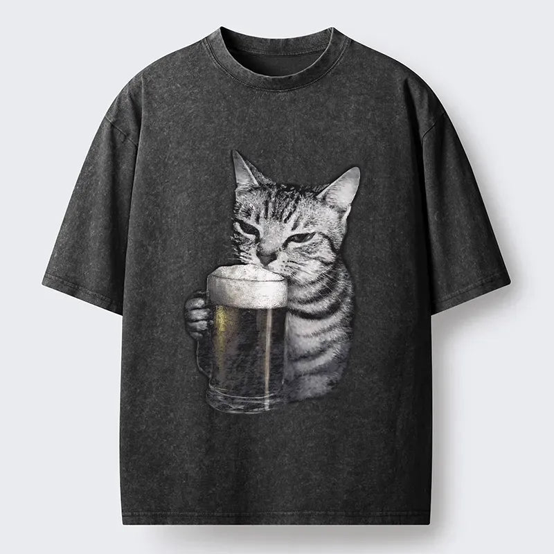 Kyoto-Lion Cheers With The Cat Washed T-Shirt