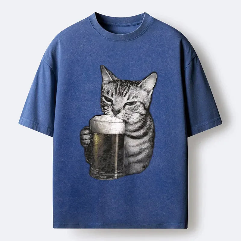 Kyoto-Lion Cheers With The Cat Washed T-Shirt