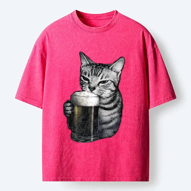 Kyoto-Lion Cheers With The Cat Washed T-Shirt