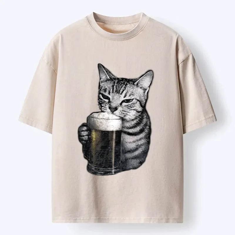 Kyoto-Lion Cheers With The Cat Washed T-Shirt