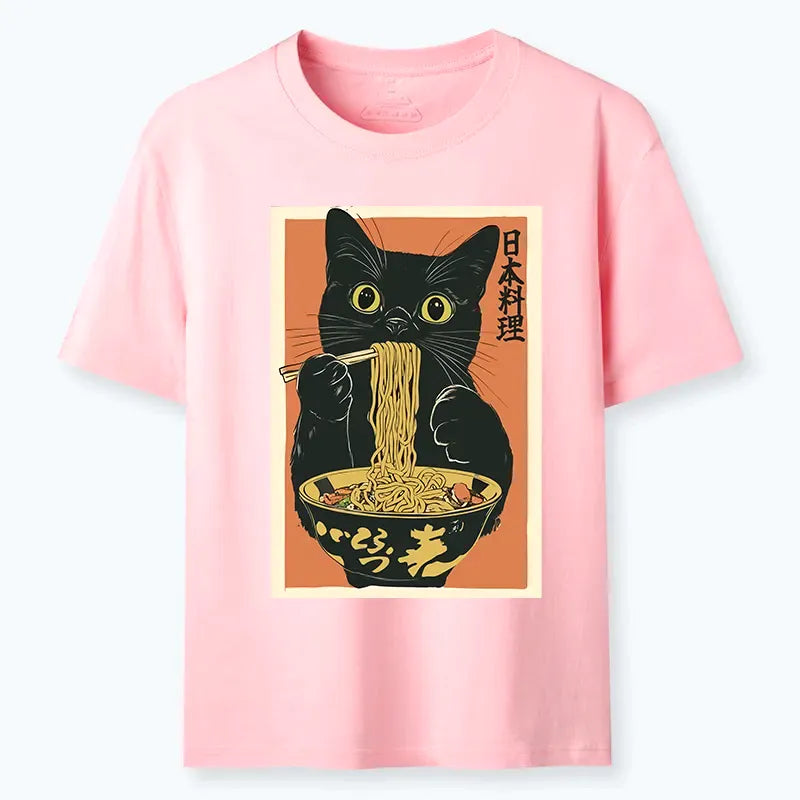 Kyoto-Lion Black Cat Eats Japan Ramen Classic T-Shirt