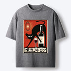 Washed Ukiyo-e Cat Tee For Summer