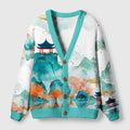 Kyoto-Lion Serene Chinese Mountain Landscape Ugly Cardigan Sweater