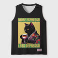 Kyoto-Lion Black Cat With Latte Wisdom Mesh Tank Top