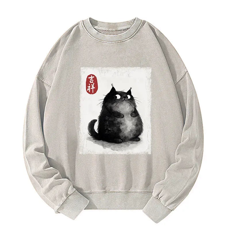 Washed unisex sweatshirt for daily wear