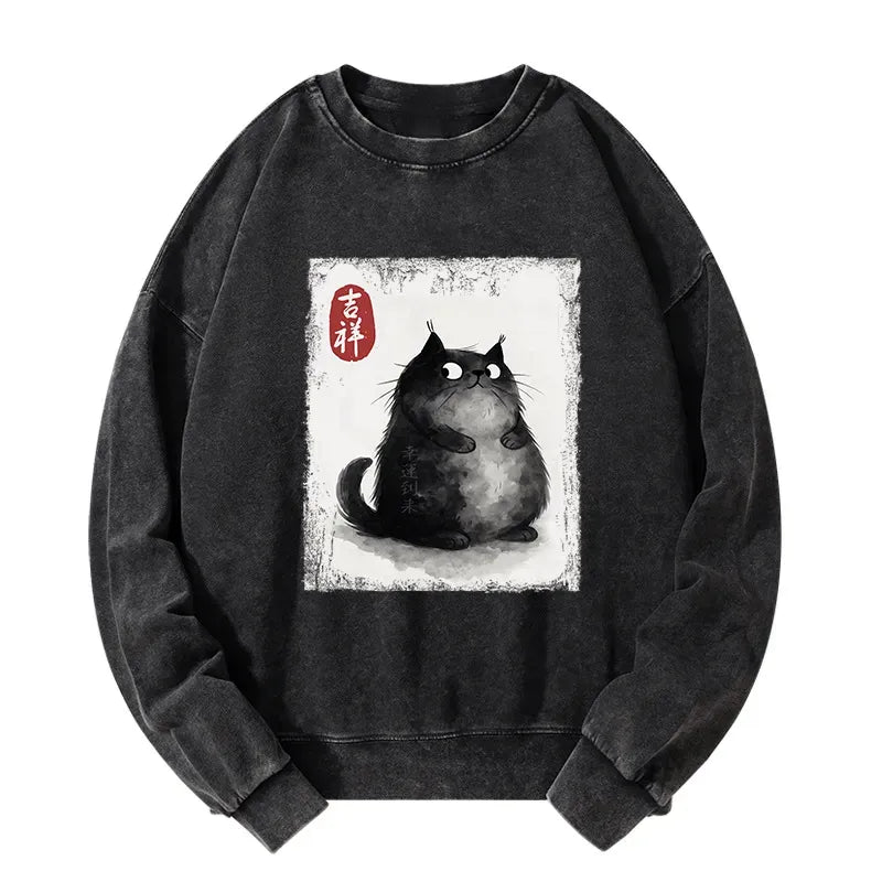 Auspicious black cat sweatshirt gift for her
