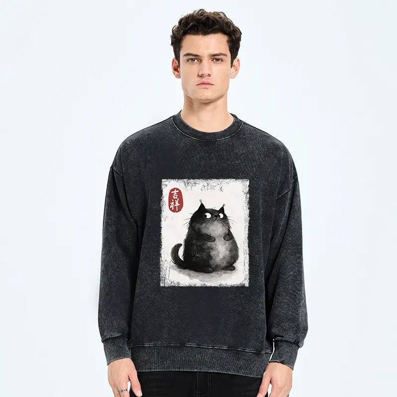 Auspicious black cat sweatshirt gift for her