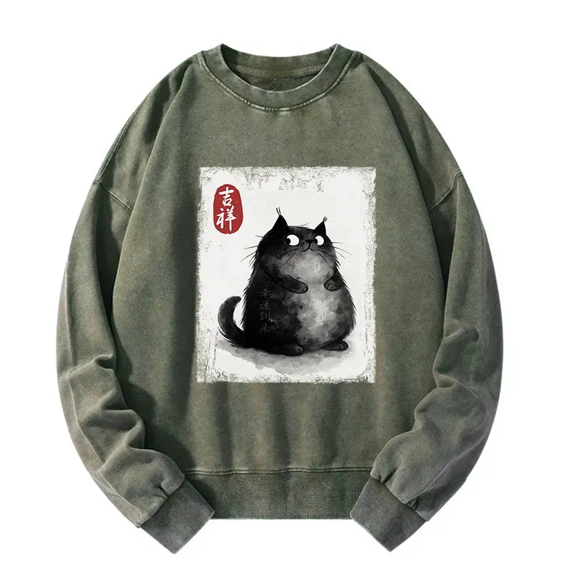 Auspicious black cat sweatshirt gift for her