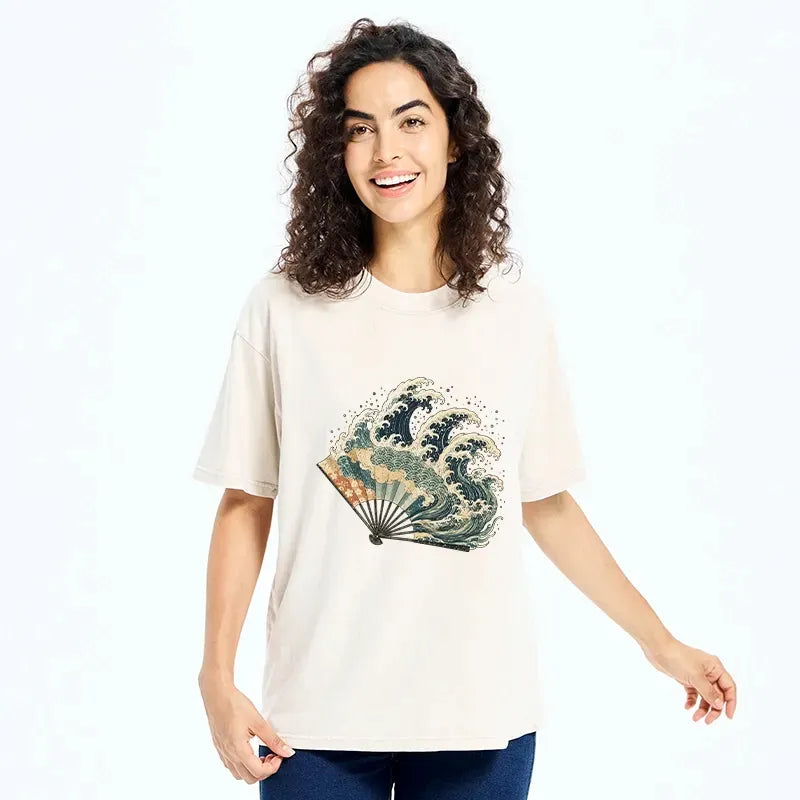 Japanese Ukiyo-e Wave T-Shirt for Daily Wear
