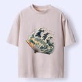 Kyoto-Lion Wave Fan Classic Japanese Ukiyo E Art Washed T-Shirt