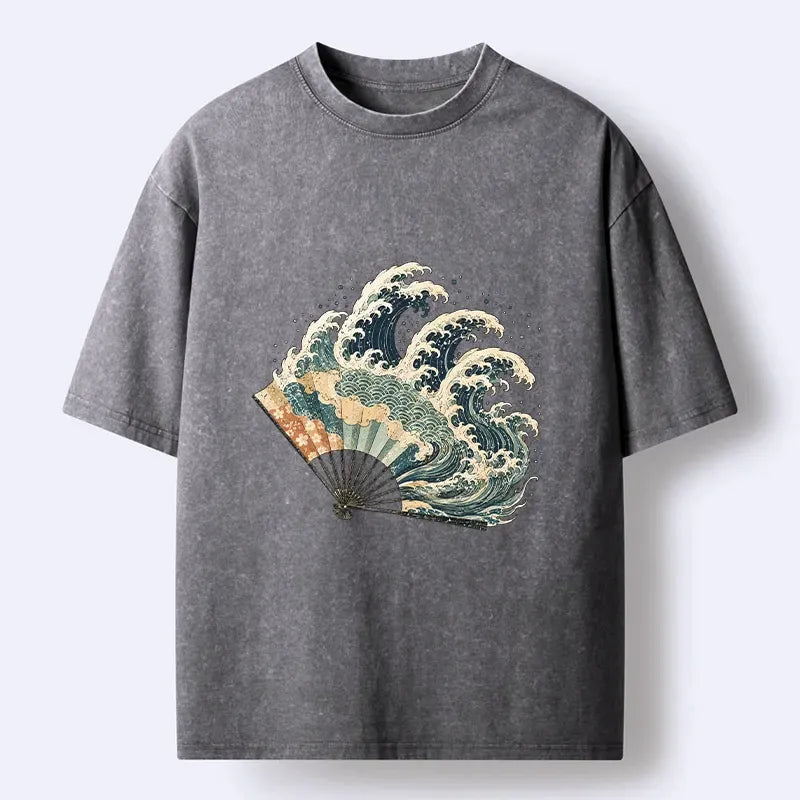 Japanese Ukiyo-e Wave T-Shirt for Daily Wear