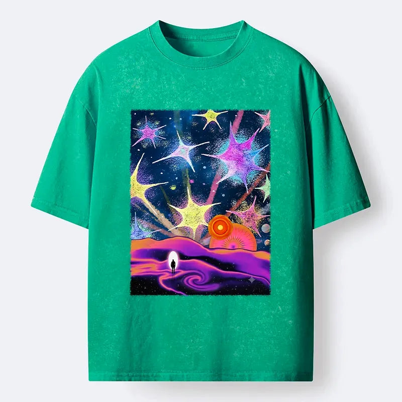 Kyoto-Lion Colorful Meteor Washed T-Shirt