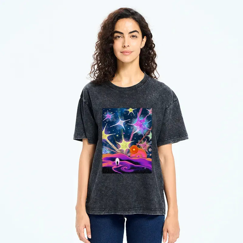 Colorful Washed T-Shirt for Daily Wear