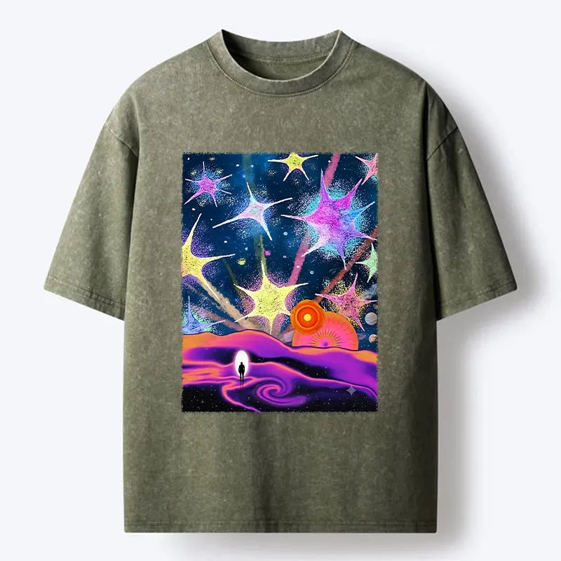 Kyoto-Lion Colorful Meteor Washed T-Shirt
