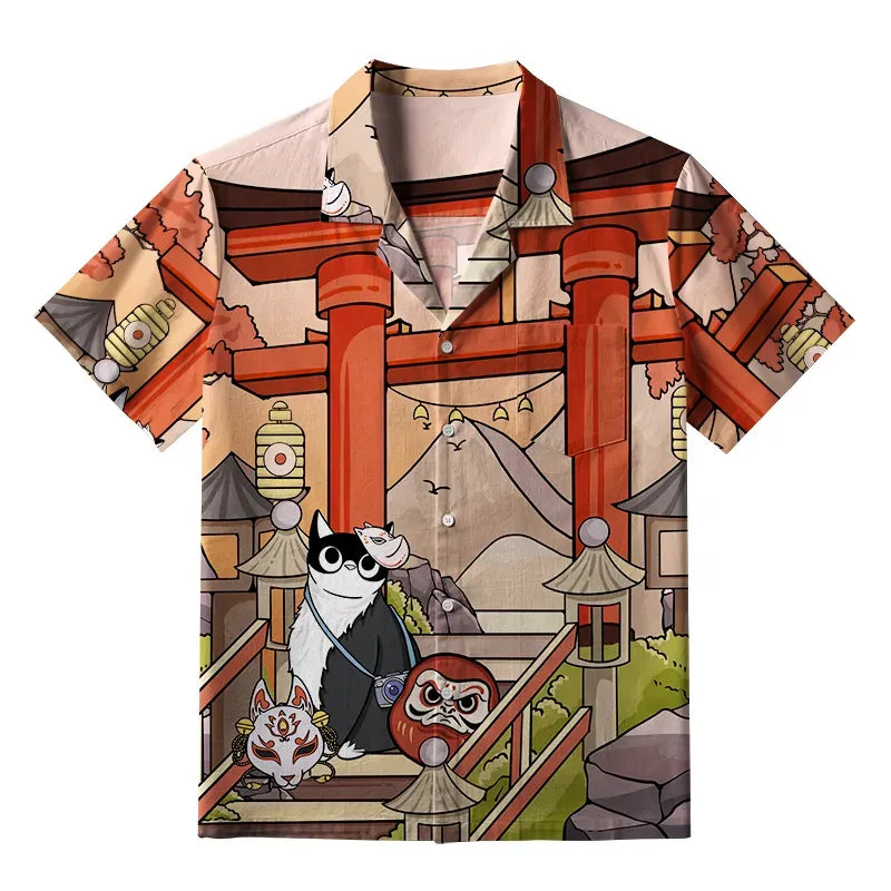 Mysterious Torii Cat Shirt for Daily Wear