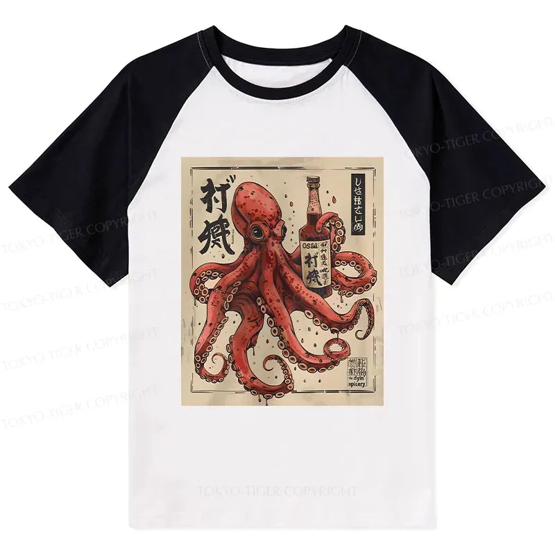 Japanese Octopus Raglan T-Shirt