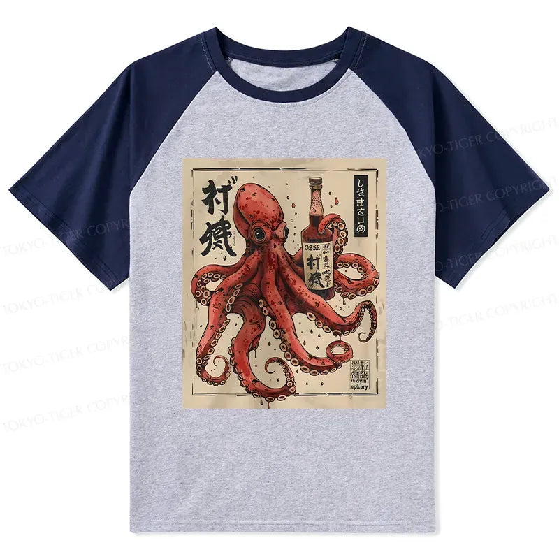Kyoto-Lion Osaka Sak¨¦ Octopus Raglan T-shirt