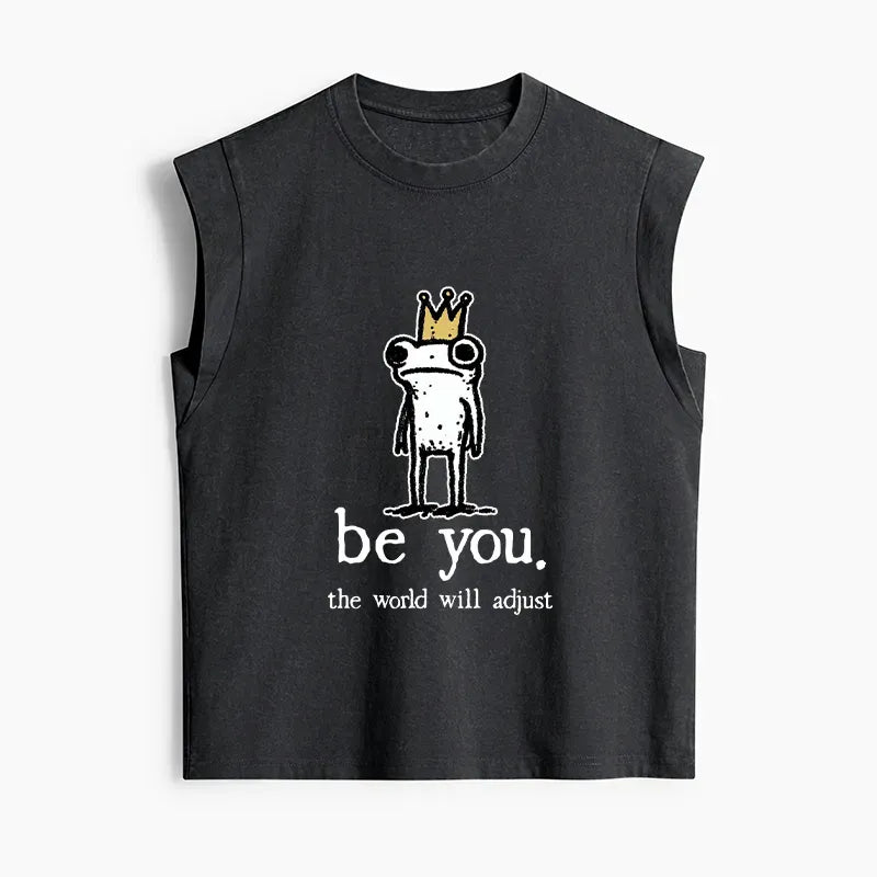 Kyoto-Lion Crown Frog Stays True To Self Women's Washed Tank Tops