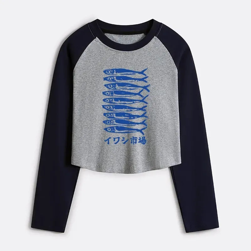 Japanese Ukiyo-e Raglan Crop Top
