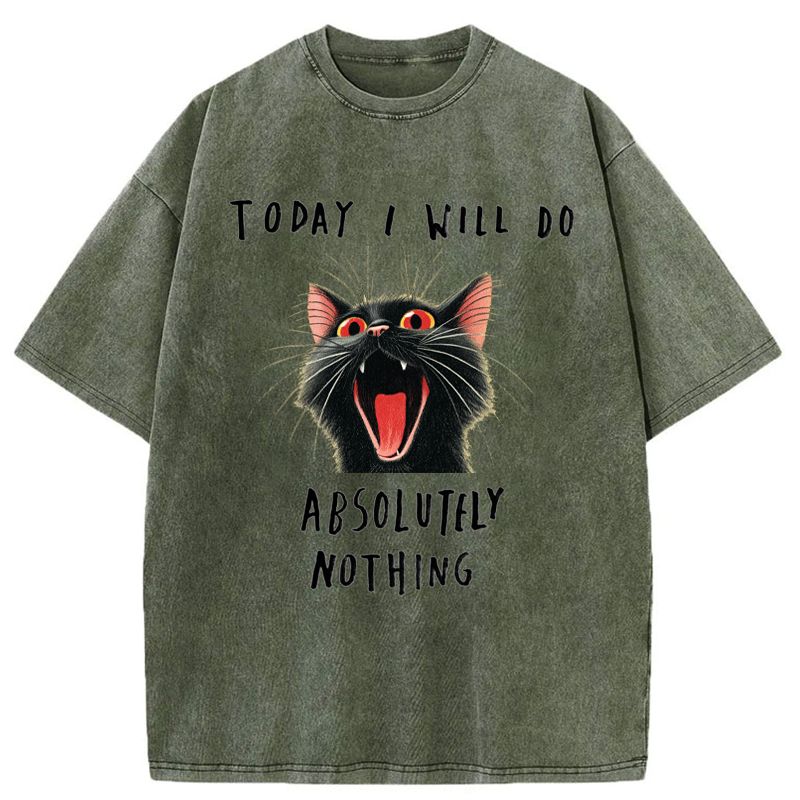 Kyoto-Lion Today I Will Do Absolutely Nothing Washed T-Shirt