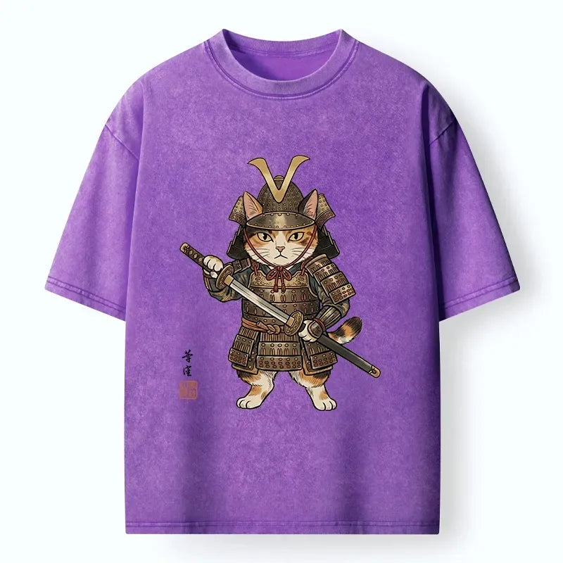 Japanese Katana Cat T-Shirt for Summer Style