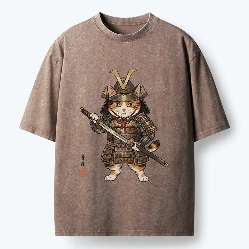 Japanese Katana Cat T-Shirt for Summer Style