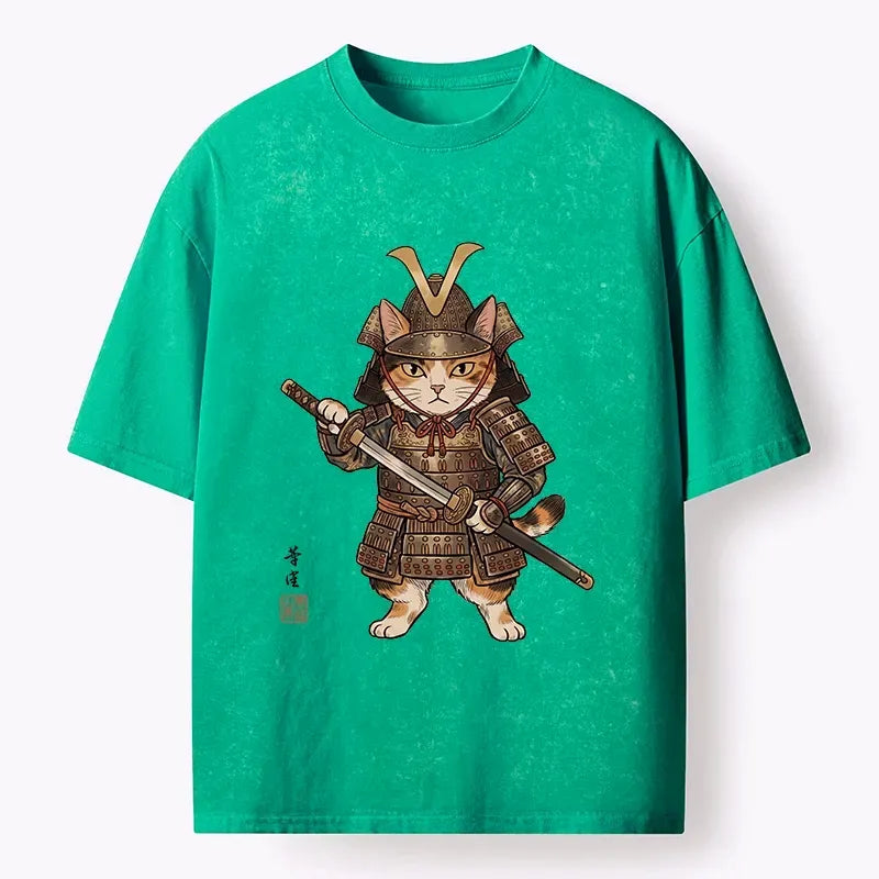 Japanese Katana Cat T-Shirt for Summer Style