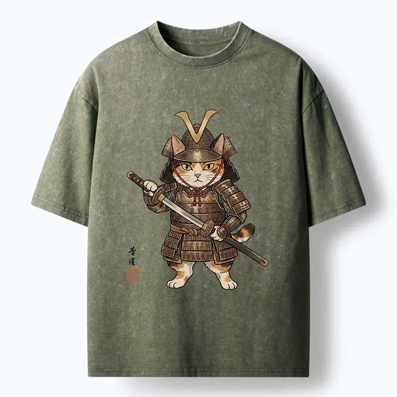 Japanese Katana Cat T-Shirt for Summer Style