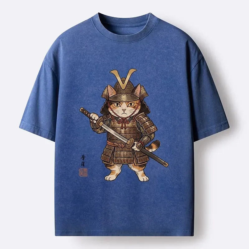 Japanese Katana Cat T-Shirt for Summer Style