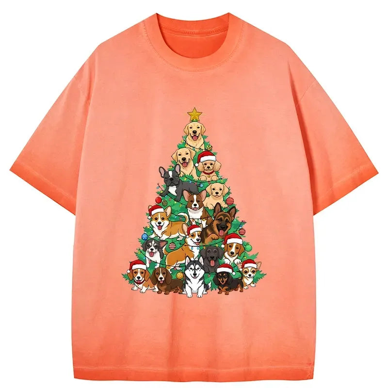 funny christmas tree dog t-shirt